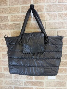 7AM Enfant Black Packable Quilted Puffer Tote Bag Travel Weekender Gym Carry On